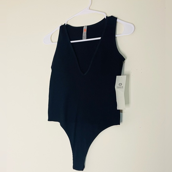 Mono B Tops - Mono B - Scoop Neck Ribbed Bodysuit